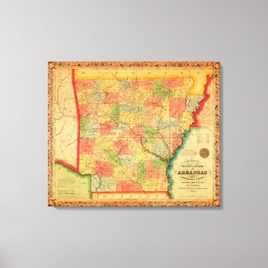 ArkansasPanoramic MapArkansas Canvas Afdruk (Voorkant)
