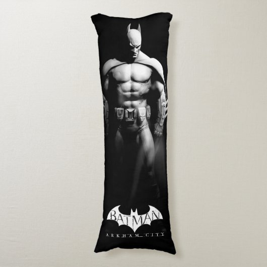Arkham City | Batman Black en White Wide Pose Lichaamskussen (Voorkant Verticaal)