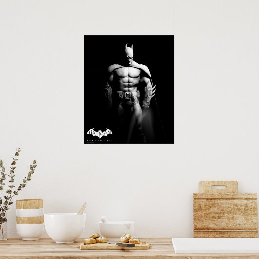 Arkham City | Batman Black en White Wide Pose Poster (Keuken)