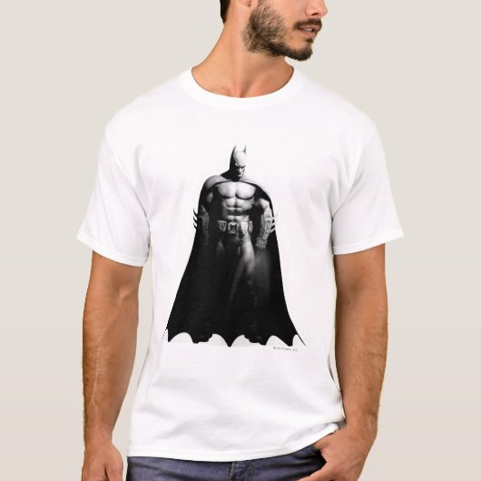 Arkham City | Batman Black en White Wide Pose T-shirt (Voorkant)