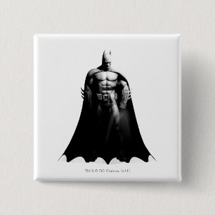 Arkham City Batman Black en White Wide Pose Vierkante Button 5,1 Cm