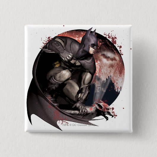 Arkham City Batman Moon Vierkante Button 5,1 Cm (Voorkant)