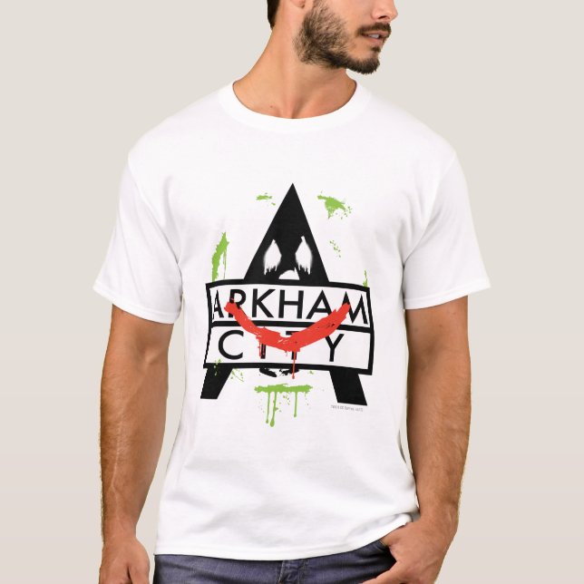 Arkham City Icon w/ Joker marks 2 T-shirt (Voorkant)
