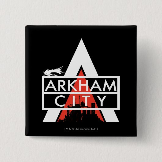 Arkham City Logo White Vierkante Button 5,1 Cm (Voorkant)