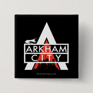 Arkham City Logo White Vierkante Button 5,1 Cm