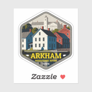 Arkham Miskatonic Rivier Stad Vintage Reis Badge Sticker