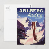 Arlberg Oostenrijk ski reisposter Briefkaart (Voorkant / Achterkant)