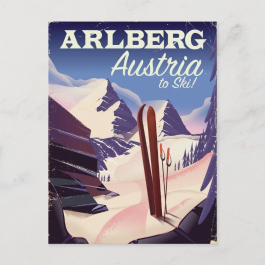 Arlberg Oostenrijk ski reisposter Briefkaart (Voorkant)
