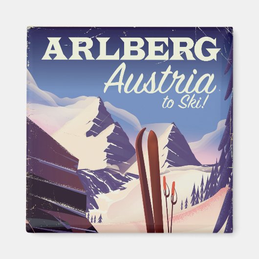Arlberg Oostenrijk ski reisposter Magneet (Voorkant)