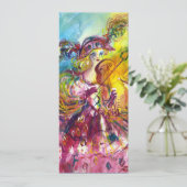 ARLECCHINA VIOLINIST  Mardi Gras Maskerade Feest Kaart (Staand voorkant)