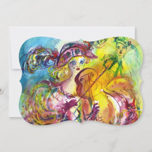 ARLECCHINA VIOLINIST Mardi Gras Masquerade Party Kaart (Voorkant)