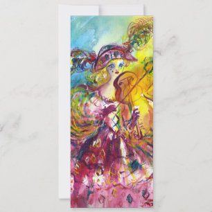 ARLECCHINA VIOLINIST Mardi Gras Masquerade Party Kaart