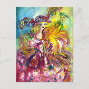 ARLECCHINA VIOLINIST Mardi Gras Masquerade Party Uitnodiging Briefkaart