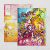 ARLECCHINA VIOLINIST / Venetiaanse carnavalsnacht Briefkaart (Voorkant / Achterkant)