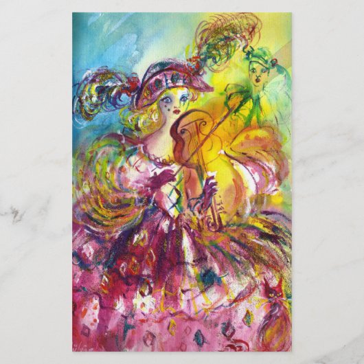 ARLECCHINA VIOLINIST / Venetiaanse carnavalsnacht Briefpapier (Achterkant)