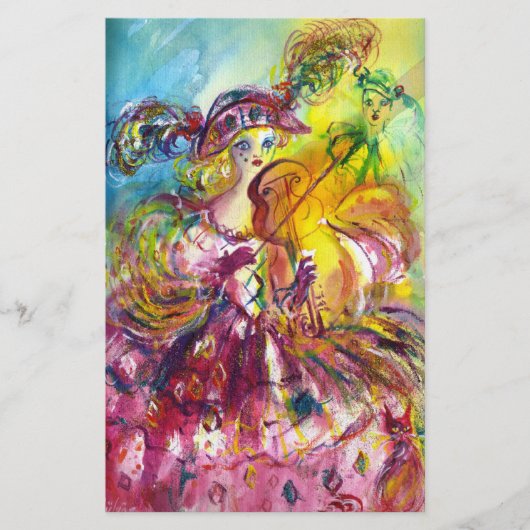 ARLECCHINA VIOLINIST / Venetiaanse carnavalsnacht Briefpapier (Voorkant)