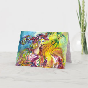 ARLECCHINA VIOLINIST / Venetiaanse carnavalsnacht Feestdagen Kaart