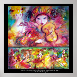 Arlecchino, Colombina en Carnival Ballet Poster