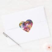 ARLECCHINO EN COLOMBINA, Pink Fuchsia Yellow Blue Hart Sticker (Envelop)