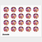 ARLECCHINO EN COLOMBINA, Pink Fuchsia Yellow Blue Ronde Sticker (Vel)