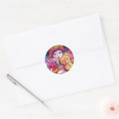 ARLECCHINO EN COLOMBINA, Pink Fuchsia Yellow Blue Ronde Sticker (Envelop)