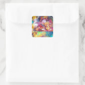 ARLECCHINO EN COLOMBINA, Pink Fuchsia Yellow Blue Vierkante Sticker (Tas)