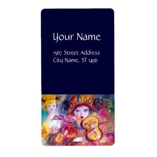 ARLECCHINO EN COLOMBINA roze paars geel Etiket (Voorkant)