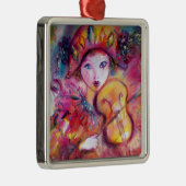 ARLECCHINO EN COLOMBINA roze rood hart Metalen Ornament (Rechts)