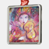 ARLECCHINO EN COLOMBINA roze rood hart Metalen Ornament (Links)