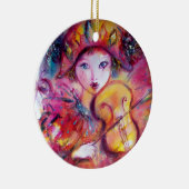 ARLECCHINO EN COLOMBINA roze rood Keramisch Ornament (Rechts)