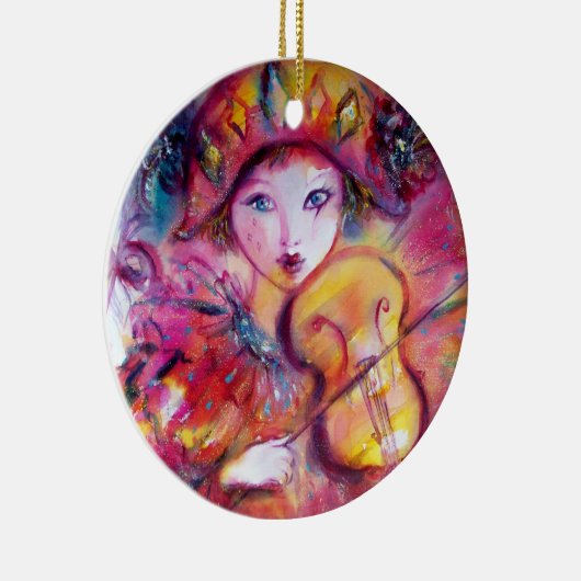 ARLECCHINO EN COLOMBINA roze rood Keramisch Ornament (Rechts)