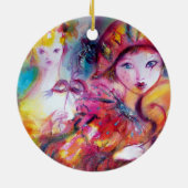 ARLECCHINO EN COLOMBINA roze rood Keramisch Ornament (Achterkant)