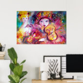 Arlecchino en Colombina/Venetiaanse carnavalsgezic Poster (Thuiskantoor)