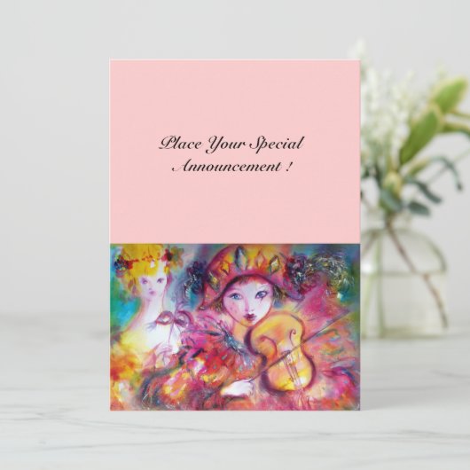 ARLECCHINO EN COLOMBINA/Venetian Mardi Gras Aankondiging (Staand voorkant)