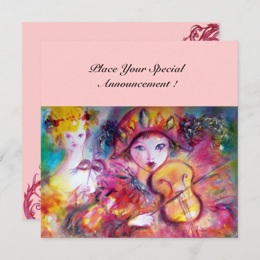 ARLECCHINO EN COLOMBINA/Venetian Mardi Gras Aankondiging (Voorkant / Achterkant)