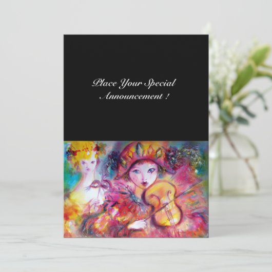 ARLECCHINO EN COLOMBINA/Venetian Mardi Gras Aankondiging (Staand voorkant)