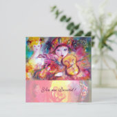 ARLECCHINO EN COLOMBINA/Venetian Mardi Gras Kaart (Staand voorkant)