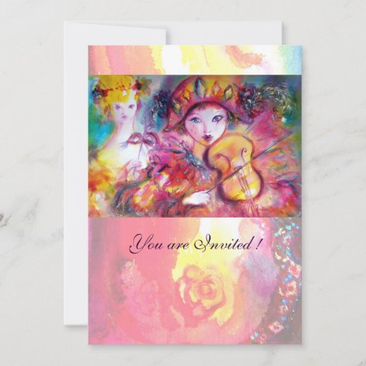 ARLECCHINO EN COLOMBINA/Venetian Mardi Gras Kaart (Voorkant)