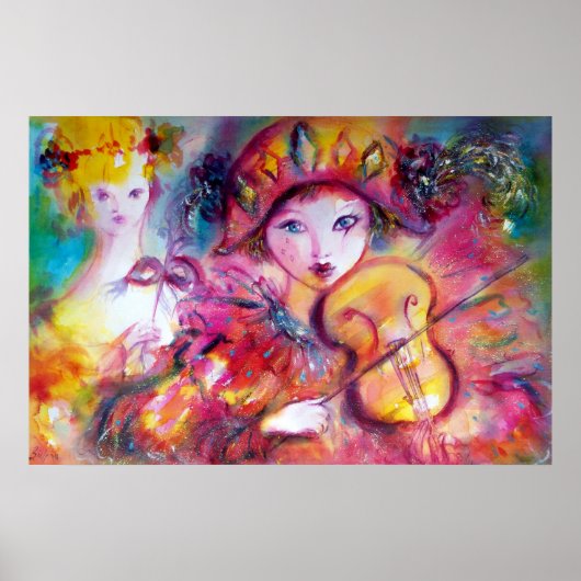 Arlecchino en Colombina/Venetian Masquerade Poster (Voorkant)