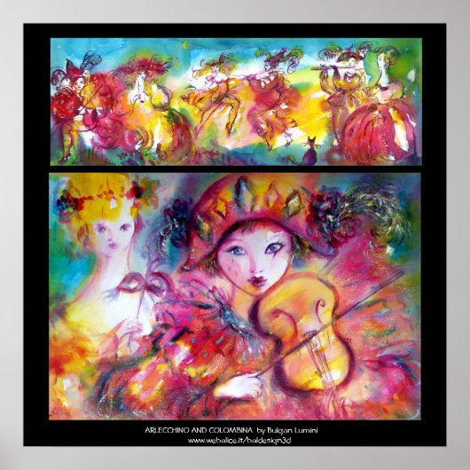 ARLECCHINO EN COLOMBINA Venetinan Masquerade Poster (Voorkant)