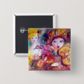 Arlecchino en Colombina Vierkante Button 5,1 Cm (Voorkant /achterkant)