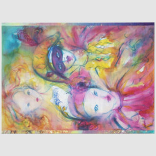 ARLECCHINO,PIERO,COLOMBINA MASQUERADE Waterverf Tissuepapier