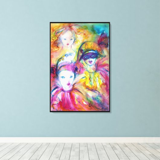 ARLECCHINO PIERO EN COLOMBINA CANVAS AFDRUK (Insitu (Houten vloer))