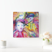 ARLECCHINO PIERO EN COLOMBINA (details) Vierkante Klok (Huis)