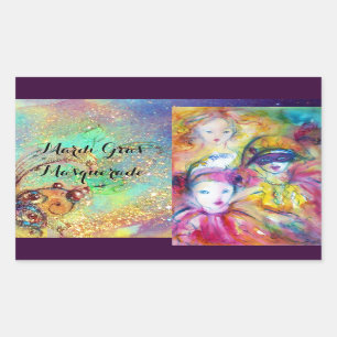 ARLECCHINO PIERO EN COLOMBINA MASQUERADE RECHTHOEKIGE STICKER