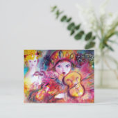 Arlecchino Spelen Violin en Colombina Briefkaart (Staand voorkant)