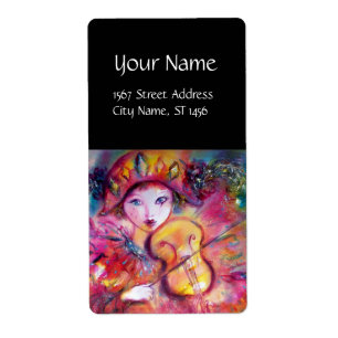 ARLECCHINO VIOLINIST Masquerade maskers roze zwart Etiket