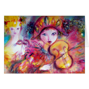 Arlecchino Viool spelend en Colombina