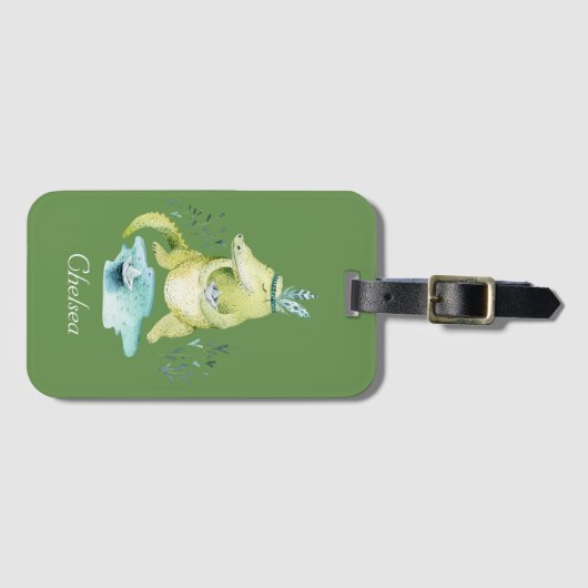 Arlena the Alligator Personalized Bagagelabel (Voorkant (horizontaal))