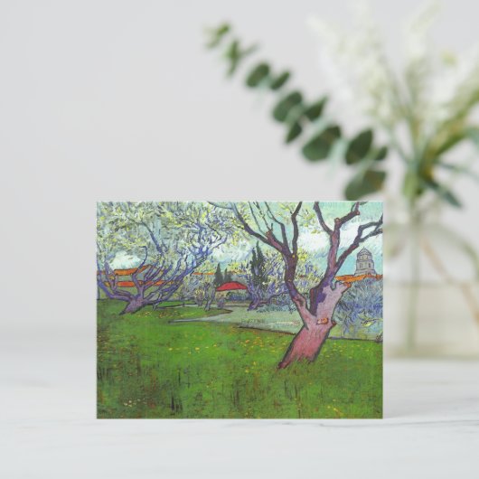 Arles met bomen in Blossom, Vincent van Gogh Briefkaart (Staand voorkant)